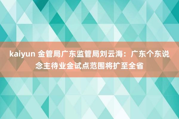 kaiyun 金管局广东监管局刘云海：广东个东说念主待业金试点范围将扩至全省