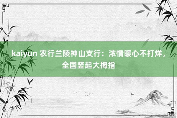 kaiyun 农行兰陵神山支行：浓情暖心不打烊，全国竖起大拇指