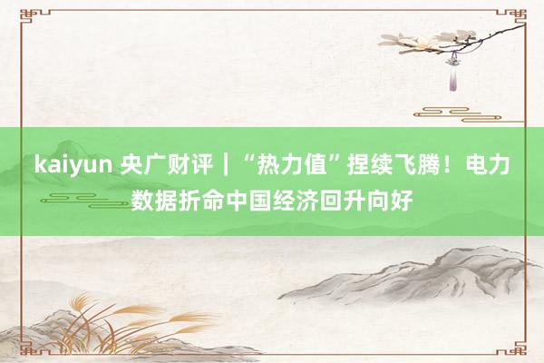 kaiyun 央广财评｜“热力值”捏续飞腾！电力数据折命中国经济回升向好