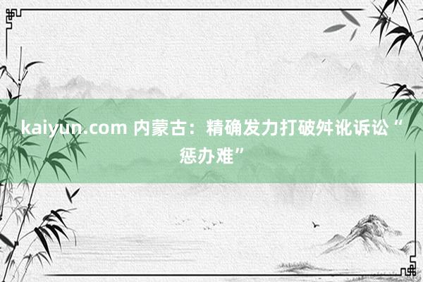 kaiyun.com 内蒙古：精确发力打破舛讹诉讼“惩办难”