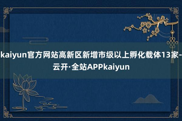 kaiyun官方网站高新区新增市级以上孵化载体13家-云开·全站APPkaiyun